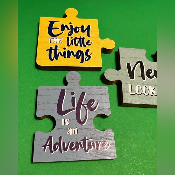 New Set of 3 Inspirational Interlocking Puzzle Pieces Table Top/Shelf Decor - Picture 7 of 16